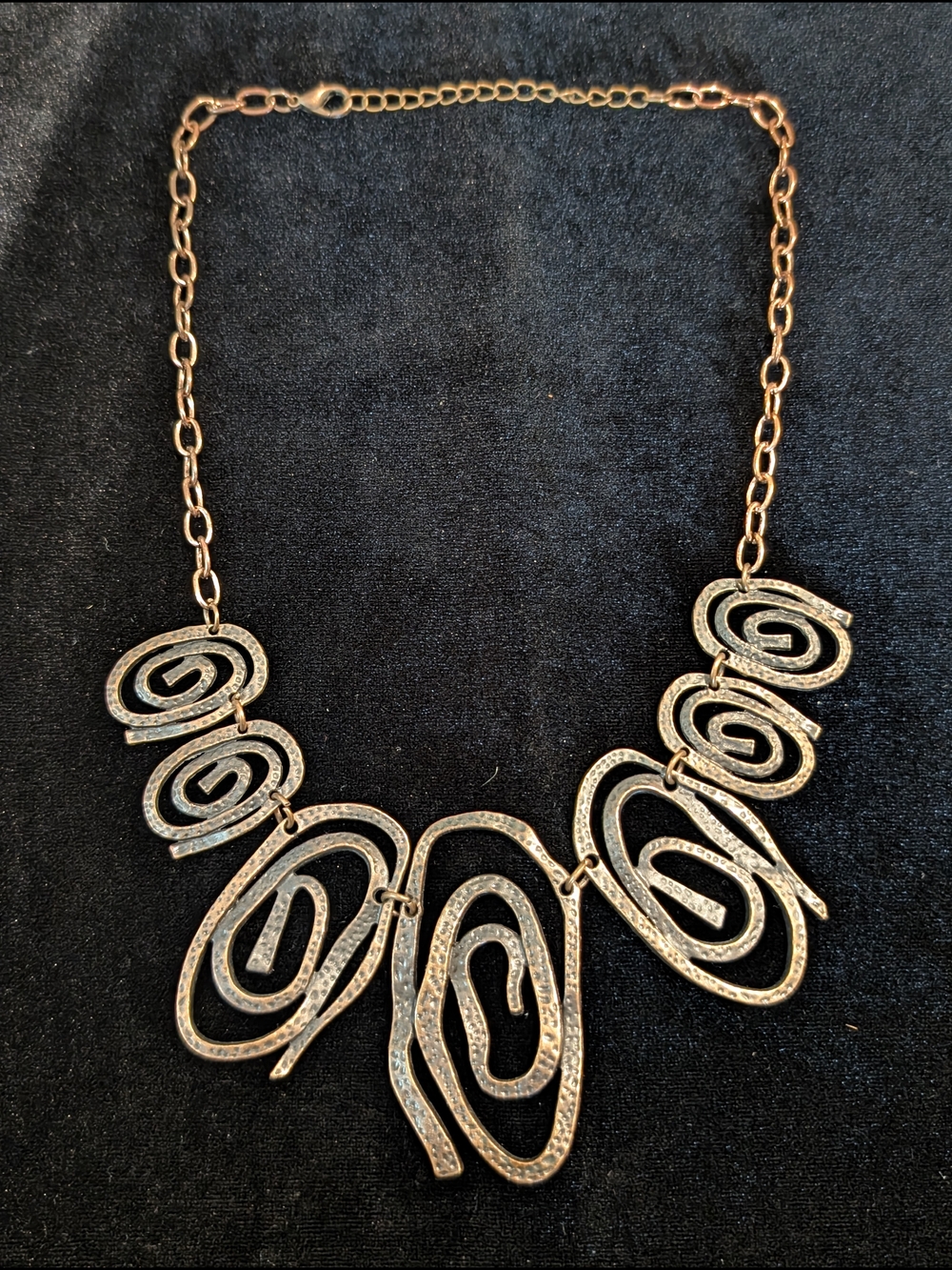 Paparazzi Textured Hammered Copper Spiral Statement Necklace 20.5"